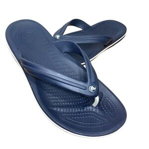 CROCS Crocband Flip Navy Blue Thong Sandals Sz Men 8/ Women 10 Slip-On Beach